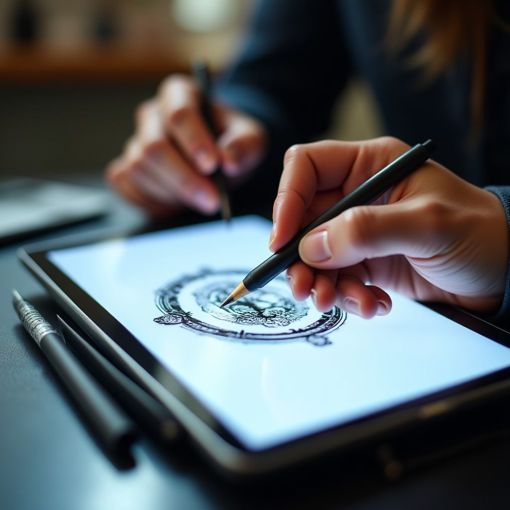 Designer lucrând la un proiect de branding